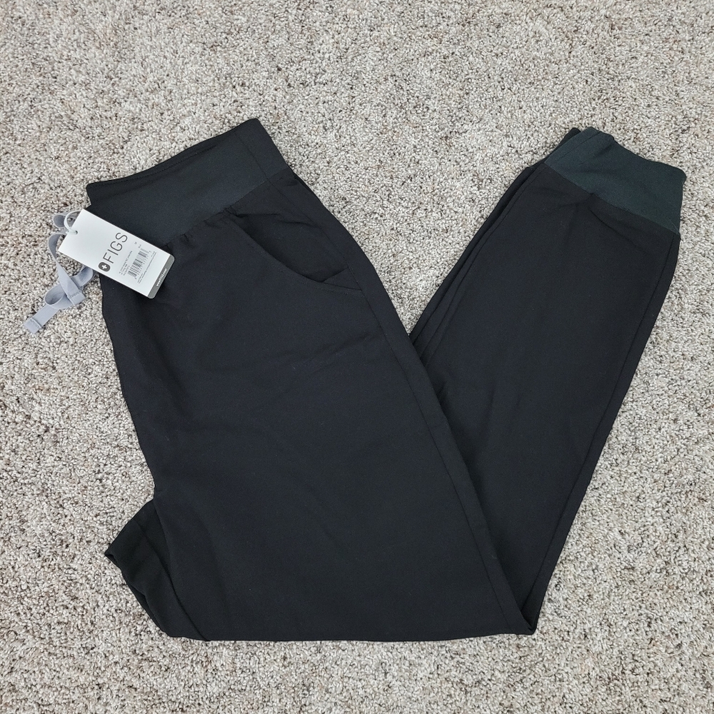 NEW Figs Zamora High Waisted Jogger Scrub Pants Womens Medium Black